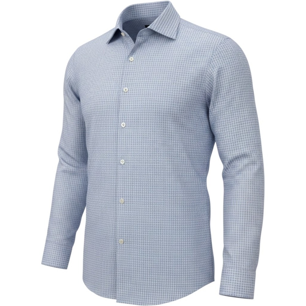 Charles Tyrwhitt Dress Shirt 16.5/35 Blue Micro Geometric Slim Fit